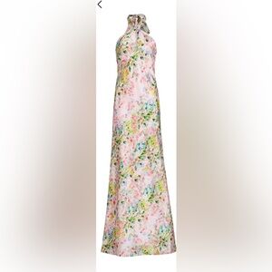 ISO** ML Monique Lhuillier rose satin halter gown